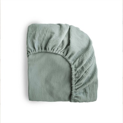 Image of Mushie Extra Soft Muslin Mini Crib Sheet - Roman Green