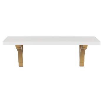 24" x 9" Corblynd Traditional Wood Wall Shelf White/Gold - Kate and Laurel