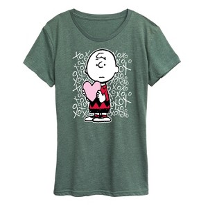 Women's - Peanuts - Charlie Brown Xoxo Short Sleeve Graphic T-Shirt - 1 of 4