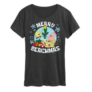 Women's - SpongeBob SquarePants - Merry Beachmas Short Sleeve Graphic T-Shirt - 1 of 4