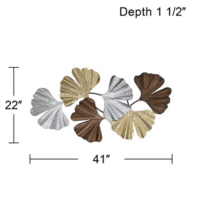 Metallic Leaves Textured Metal Wall Sculpture