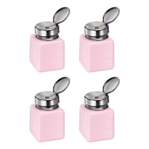 Unique Bargains Makeup Remover Nail Polish Push Down Alcohol Dispenser Bottles 4 Pcs 120ML(4oz) Pink - 1 of 4