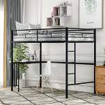 Twin Size Metal Loft Bed With Desk, Ladder And Railing - ModernLuxe