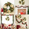 Christmas Wreath for Front Door, Artificial Christmas Wreath with Flowers Leaves, Christmas Pine Wreath with Balls for Home Holiday Decorations - 4 of 4