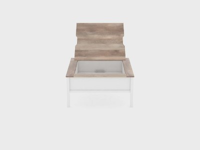 Soft White and Oak Square Gaming Coffee Table with Reversible Top