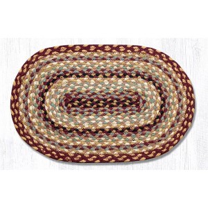 Earth Rugs Jute Placemat 13"x19", Burgundy/Gray/Cream Braided Table Mat, Rustic Country Dining Accent in Oval Design - 1 of 3