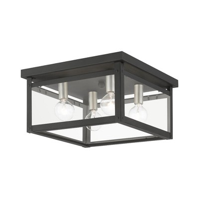 Livex Lighting Milford 4 - Light Flush Mount in  Black/Brushed Nickel