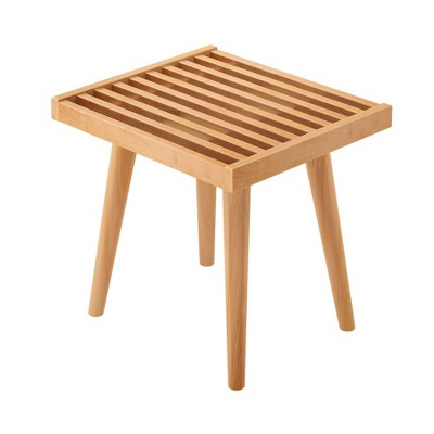 Natural Pine and Birch Mid-Century Square Bench