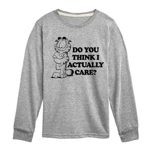 Boys' - Garfield - Do You Think I Actually Care Long Sleeve Graphic T-Shirt - 1 of 4