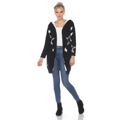 Women's Hooded Open Front High Pile Fleece - White Mark
