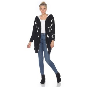 Women's Hooded Open Front High Pile Fleece - White Mark - 1 of 4