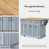 54" Embossed Texture Rolling Large Kitchen Island on 4 Wheels, with Storage, 4 Doors & 3 Drawers, for Kitchen, Dining Room - 4 of 4