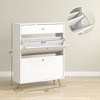 Munora Narrow Shoe Storage Cabinet with Wave-like Panels and Adjustable Shelves for 12 Pairs of Shoes, White - 3 of 4