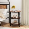Garvee Round End Table with Storage Shelves, 3-Tier Round Side Table w/ Mental Support Legs, Rustic End Table Nighstand for Living Room Bedroom - 4 of 4