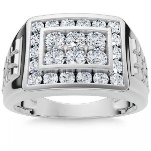 Pompeii3 Men's 1Ct Diamond Nugget Ring 10k Gold Lab Created - 1 of 4