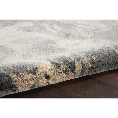 Abstract Beige and Grey Synthetic Easy-Care Area Rug 63"x8"