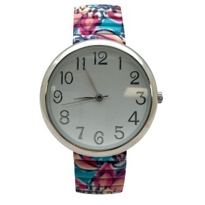 Olivia Pratt Big Dial Easy Reader Watch Printed Elastic Stretch Band Wristwatch Women Watch - 1 of 3