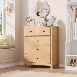Zstar 5 Drawer Dresser for Bedroom, with Deep Drawers & Metal Knobs - 1 of 4
