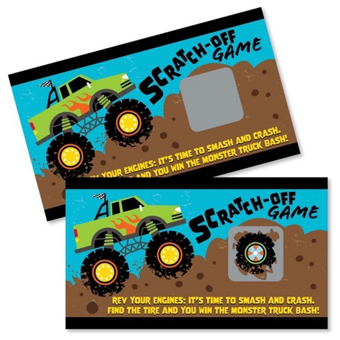 Big Dot Of Happiness Smash And Crash - Monster Truck - Boy Birthday Party  Game Scratch Off Cards - 22 Count : Target