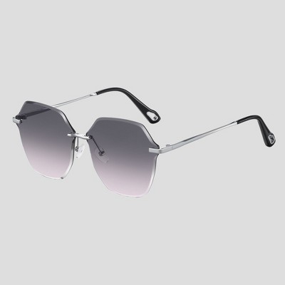 Anna-Kaci Women's Stylish Hexagonal Rimless Gradient Sunglasses for Fashion Looks