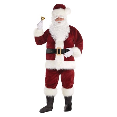 Mens 8 Piece Deluxe Father Christmas Santa Claus Fancy Dress Costume Outfit M-XL 