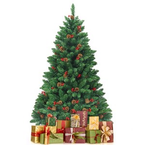 Tangkula 4.5FT Christmas Tree Pre-Lit Hinged Artificial Xmas Tree with Sturdy Metal Stand - 1 of 4