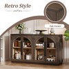 Gulches Retro Style 4-Door Buffet Cabinet, Glass Doors, Adjustable Shelves, Espresso, Large Storage - 4 of 4