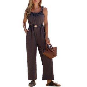 EXLURA Women's Summer Casual Dressy Jumpsuits Loose Overalls One Piece Sleeveless Wide Leg Pant Rompers with Pockets 2025 - 1 of 4
