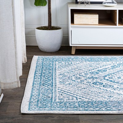 Blue and White Medallion 8' x 10' Synthetic Area Rug