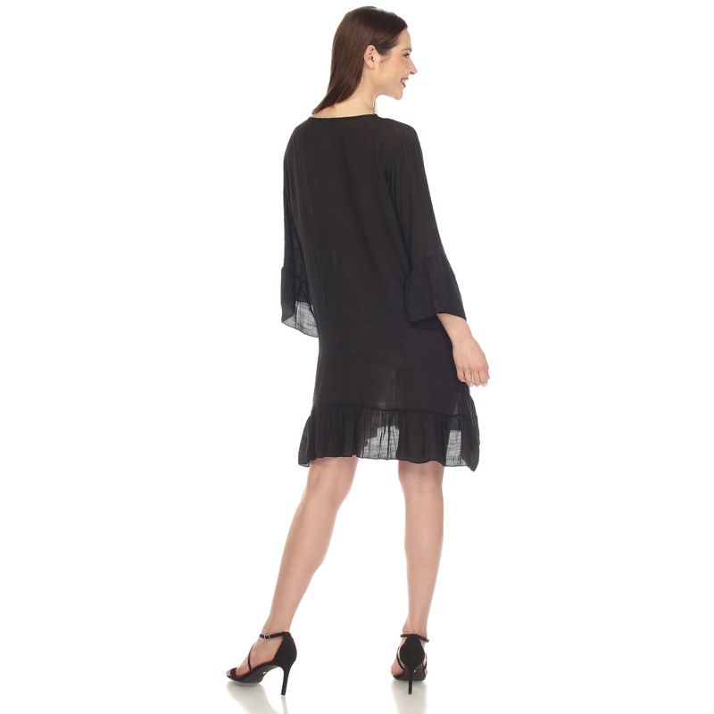 Women's Sheer Crochet Knee Length Cover Up Dress - White Mark, 4 of 7