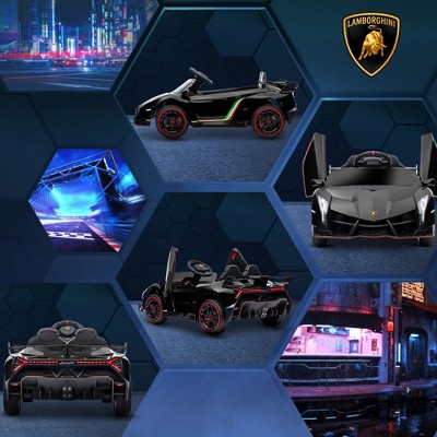 Black 12V Lamborghini Veneno Kids Ride-On Car with Remote Control
