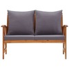 Garden Bench Acacia wood finish and dark grey cushions - 2 of 4