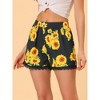 Allegra K Women's Summer Floral Printed Lace Trim Elastic Waist Beach Shorts - 2 of 4