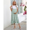 Maternity Maxi Skirt Womens High Waisted Boho Summer Casual Flowy Ruffle Suspender Long Pregnancy Skirt Overall Dress - 2 of 4