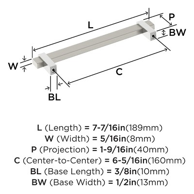 Satin Nickel and Polished Chrome Modern Bar Pull