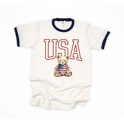 Simply Sage Market Women's USA Bear Short Sleeve Ringer Tee