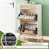 Acekool Natural Rattan Storage Cabinet with 2 Flip Drawers, Adjustable Shelves & Metal Legs, Slim Entryway Shoe Organizer - 4 of 4