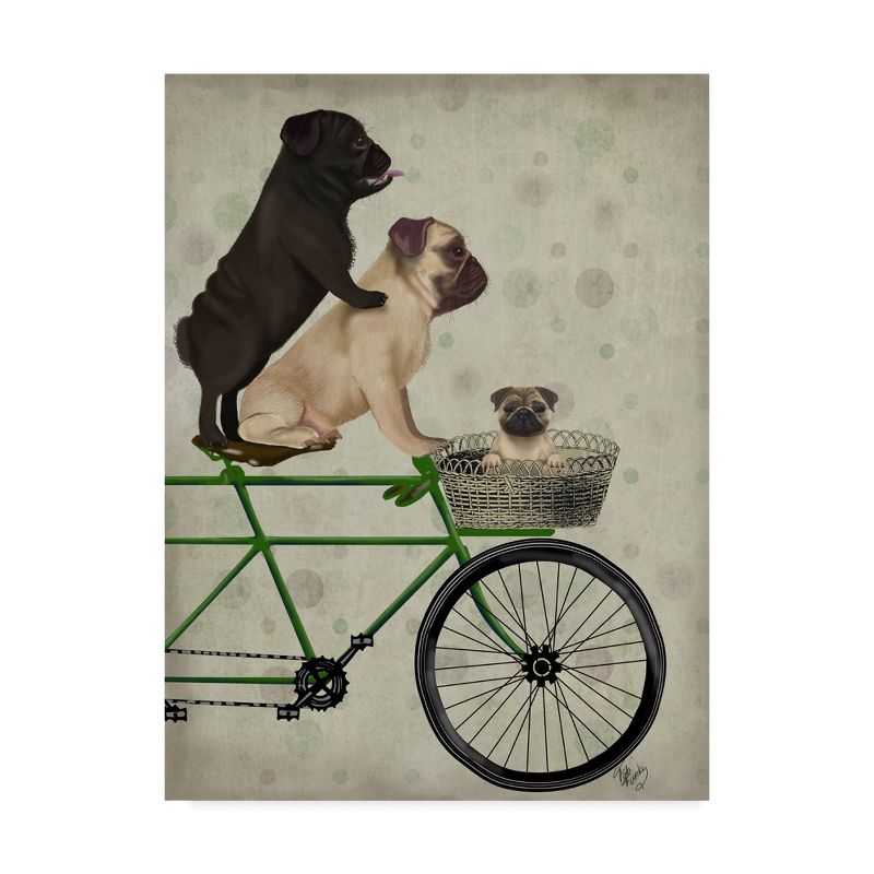 Trademark Fine Art -Fab Funky 'Pugs On Bicycle' Canvas Art, 2 of 5