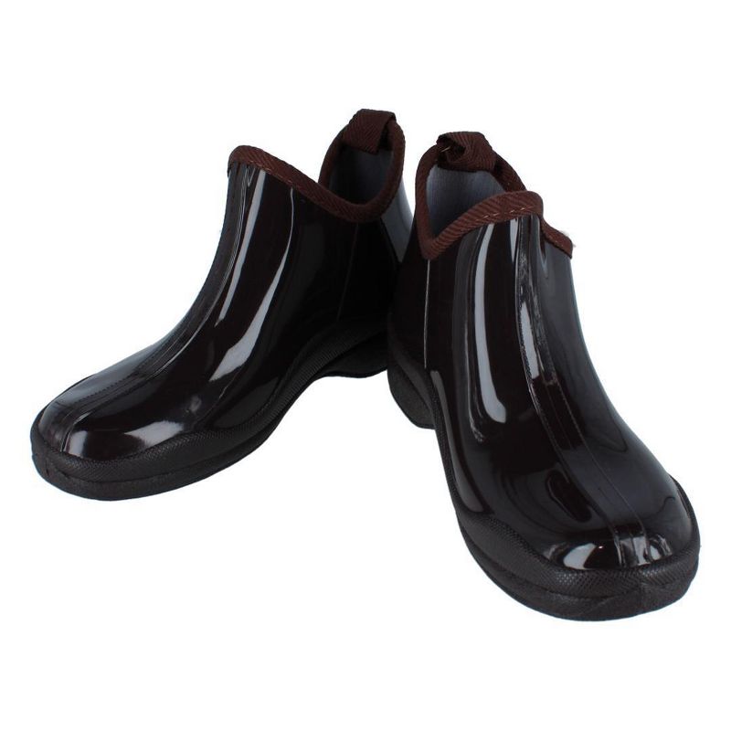 CTM Women's Solid Ankle Height Garden Rain Boots, 6, Brown
