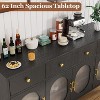 DobleePy 62" Black Buffet Cabinet with Storage, Sideboard Cabinet with 3 Drawers and 4 Fluted Glass Doors for Dining Room, Kitchen, Coffee Bar - 3 of 4