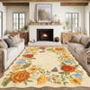 Washable Modern Floral Print Summer Spring Area Rugs, Soft Non Slip Botanical Floor Carpet for Home Office - 3 of 4