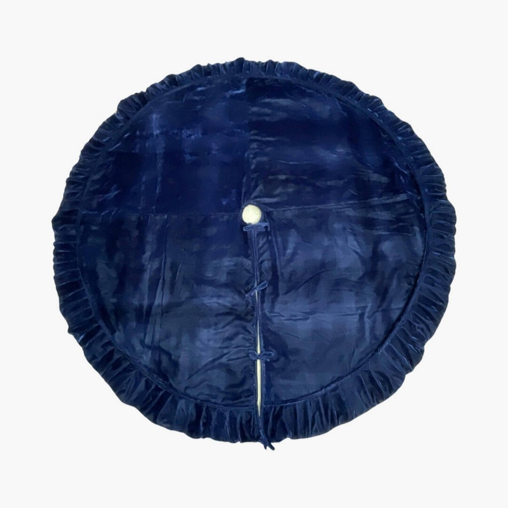 Vickerman 84" Plush Midnight Blue Velvet Christmas Tree Skirt