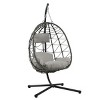 Coolbibila Outdoor Patio Garden Wicker Egg Hanging Swing Basket Chair,Indoor Cushion Hammock Egg Chair with Stand for Bedroom,Living Room - 2 of 4