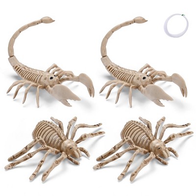 Yescom 2 Pcs Spider and 2 Pcs Scorpion Skeleton for Halloween Decoration Indoor Outdoor
