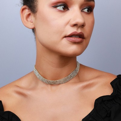 SOHI Women's Crystal Silver Casual Choker Necklace