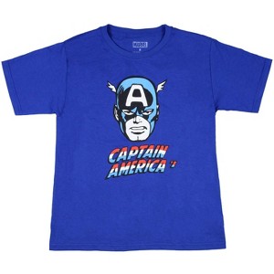 Marvel Boys Avengers Captain America Big Face Superhero Costume T-Shirt Kids - 1 of 3