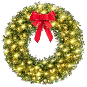 Yaheetech 30in Artificial Christmas Wreath Holiday Accent Decoration, Green - 1 of 4