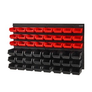 VEVOR Wall Mounted Storage Bins, 48-Bin Parts Rack Organizer Garage Plastic Shop Tool with Wall Panels, Tool Organizer for Nuts, Bolts, Screws - 1 of 4
