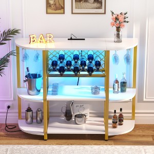 Aheaplus 47.24" Storage Wine Bottle & Glass Rack with Lights and Outlets - 1 of 4