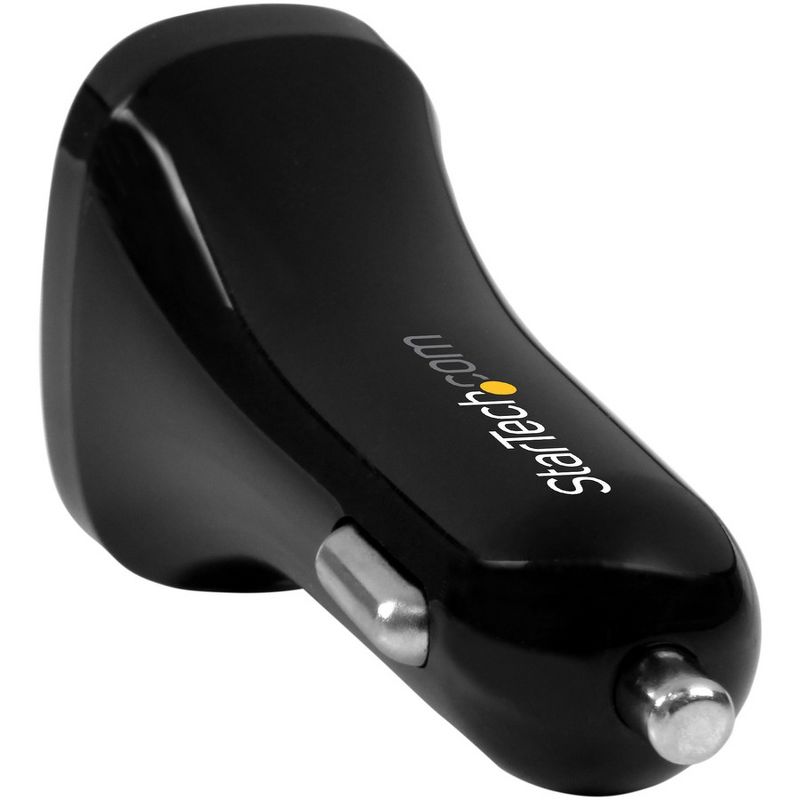 StarTech.com Dual Port USB Car Charger - Black - High Power 24W/4.8A - 2 port USB Car Charger - Charge two tablets at once, 2 of 4
